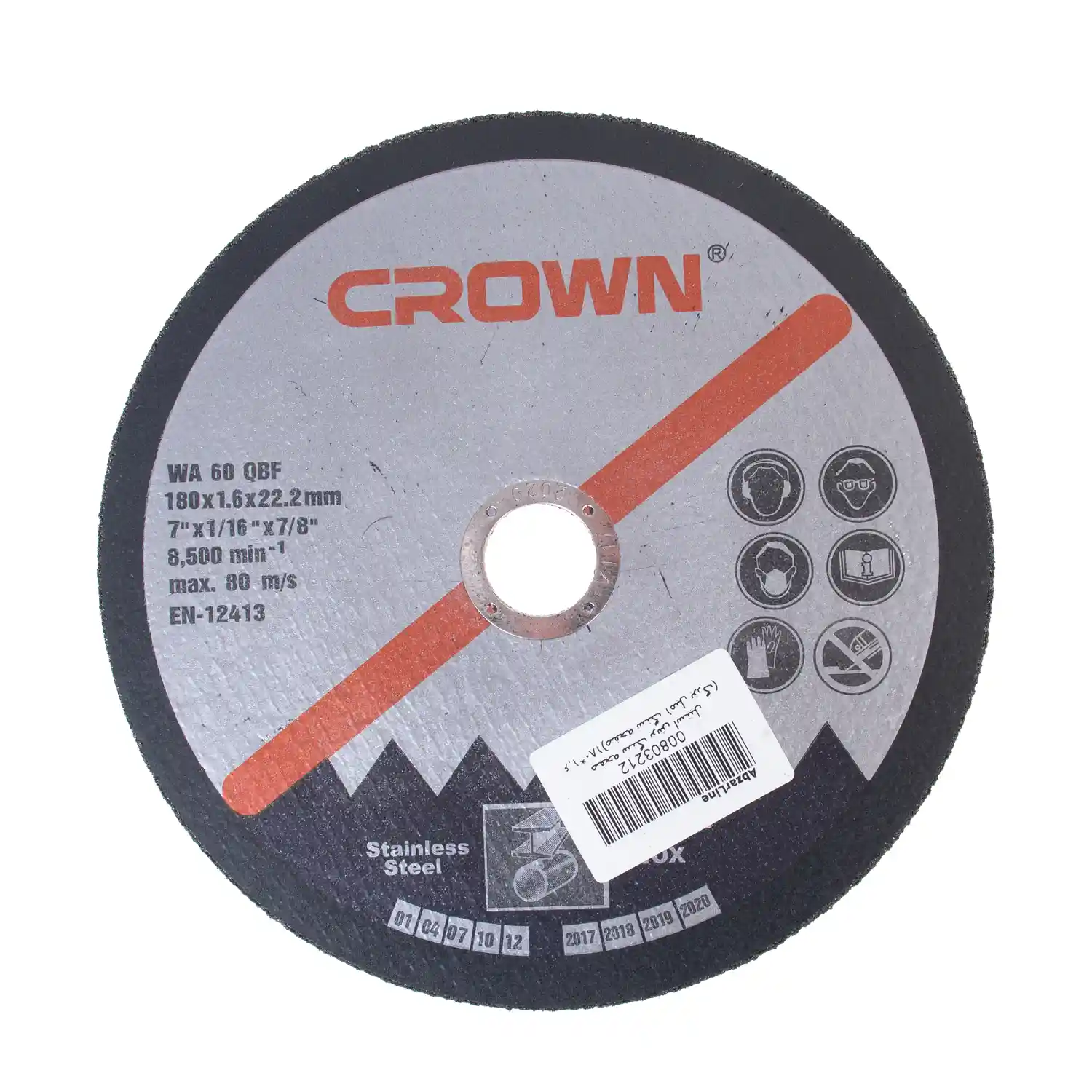 سنگ برش استیل کرون سایز ۲۲.۲×۱.۶×۱۸۰ میلی متر