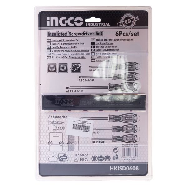 مجموعه 6 عددی پیچ گوشتی عایق برق اینکو مدل HKISD0608