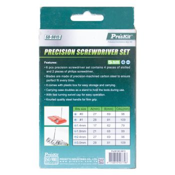 مجموعه 6 عددی پیچ گوشتی ساعتی پروسکیت مدل SD-9815
