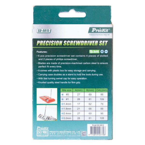 مجموعه 6 عددی پیچ گوشتی ساعتی پروسکیت مدل SD-9815