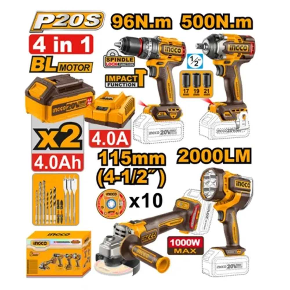 مجموعه 4 عددی ابزار شارژی اینکو مدل COSLI241292 مجموعه 4 عددی ابزار شارژی اینکو مدل COSLI241292