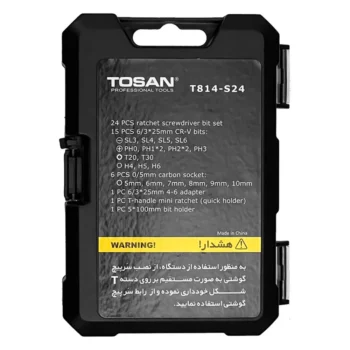 مجموعه 24 عددی سری پیچ گوشتی و سری بکس توسن مدل T814-S24